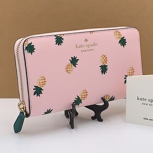 Kate Spade Pineapple Marlee Large Continental Wallet Light Pink Yellow